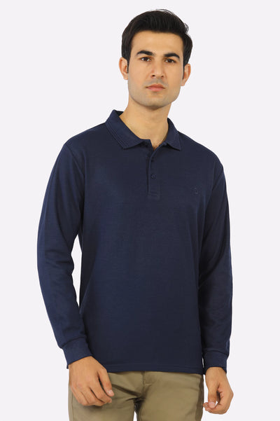 Navy Blue Long Sleeves Polo From Diners