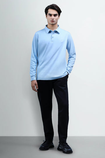 Ice Blue Long Sleeves Polo