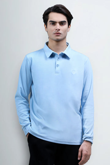 Ice Blue Long Sleeves Polo