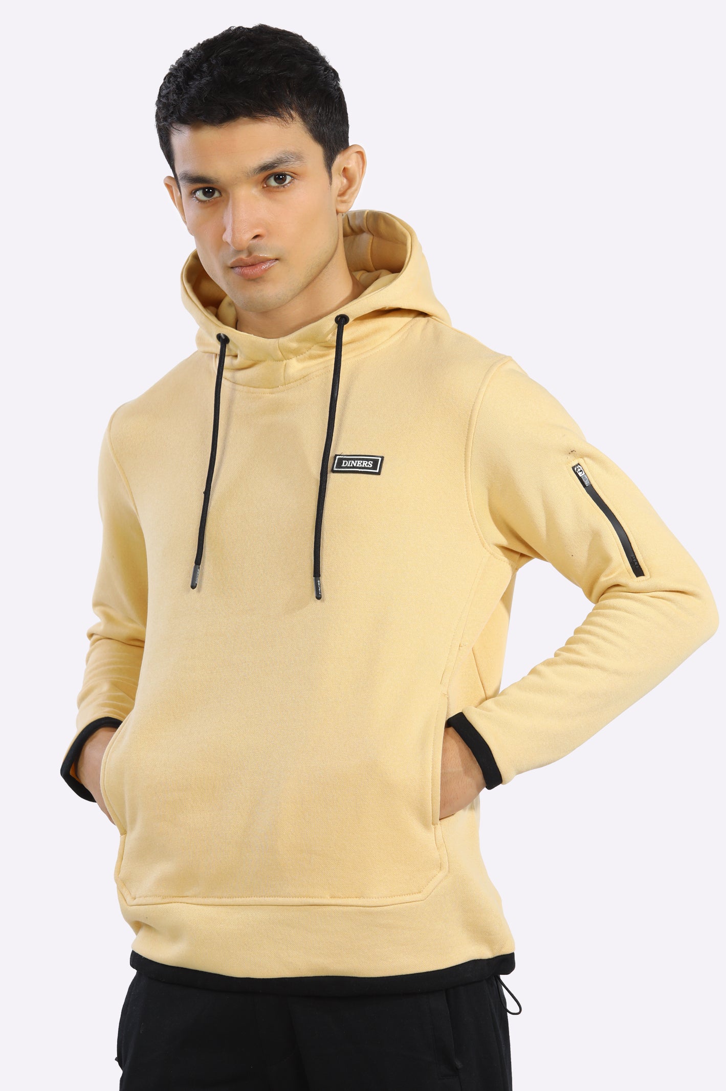Classic Pullover Beige Hoodie for Mens