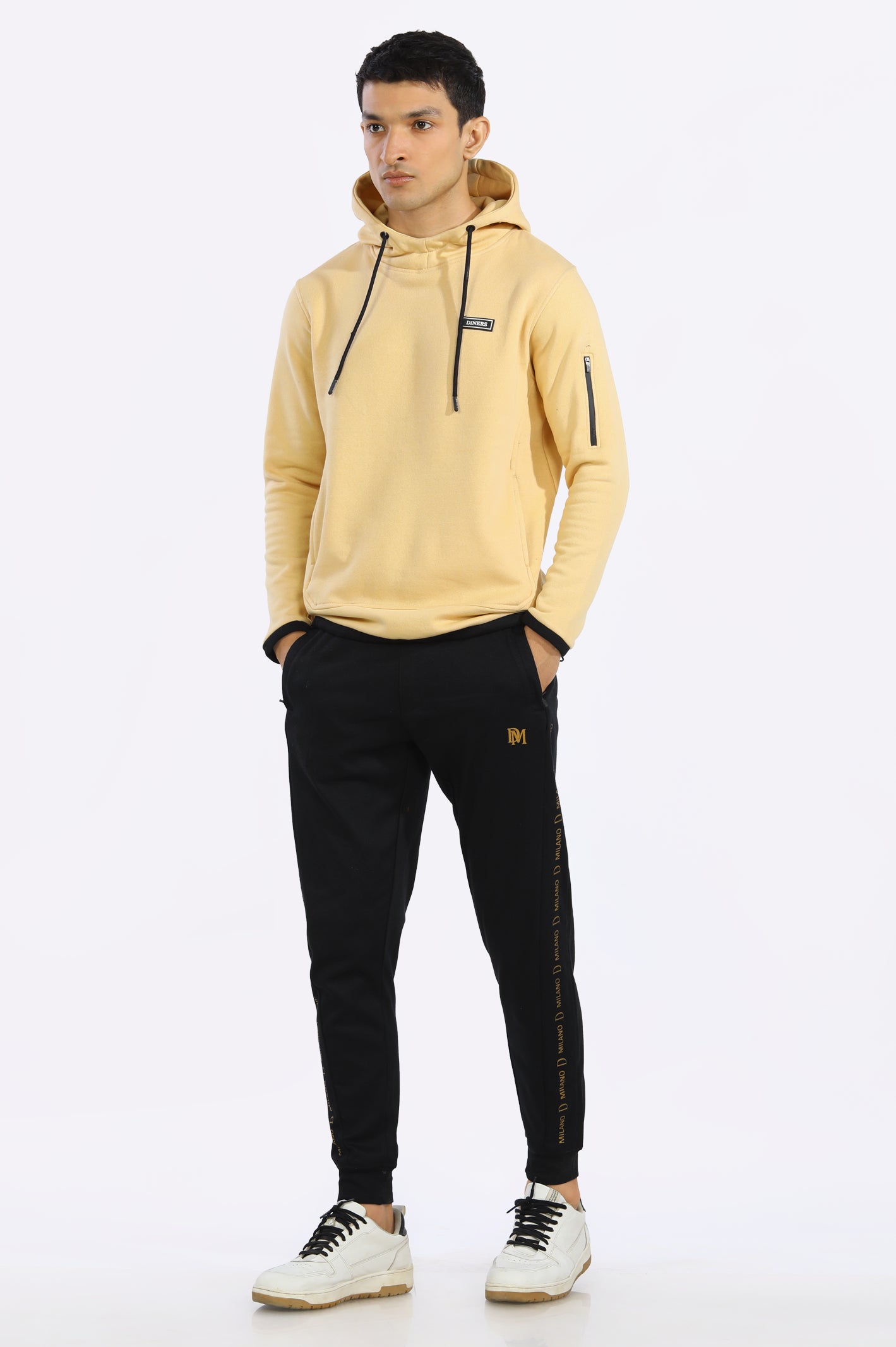 Classic Beige Pullover Hoodie for Mens
