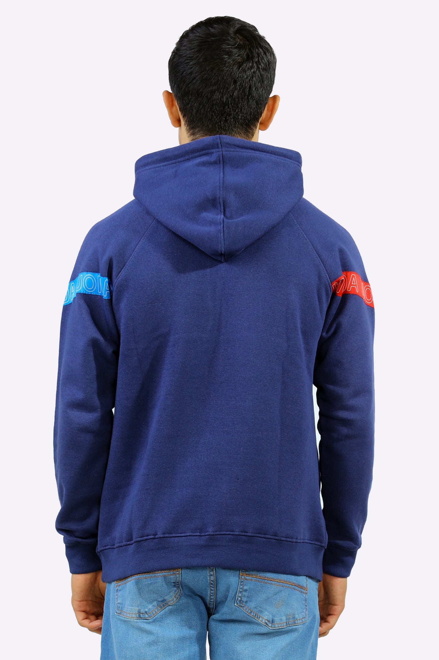 Embroidered Logo Pullover Blue Hoodie