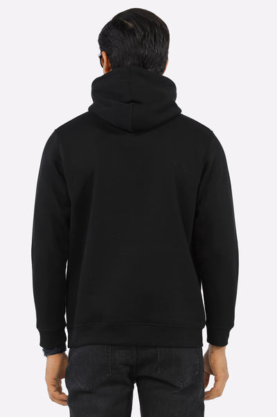 Black Embroidered Pullover Hoodie From Diners