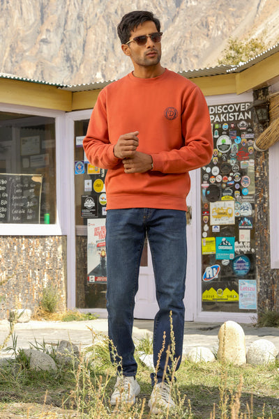 Men Coral Plain Sweatshirt 