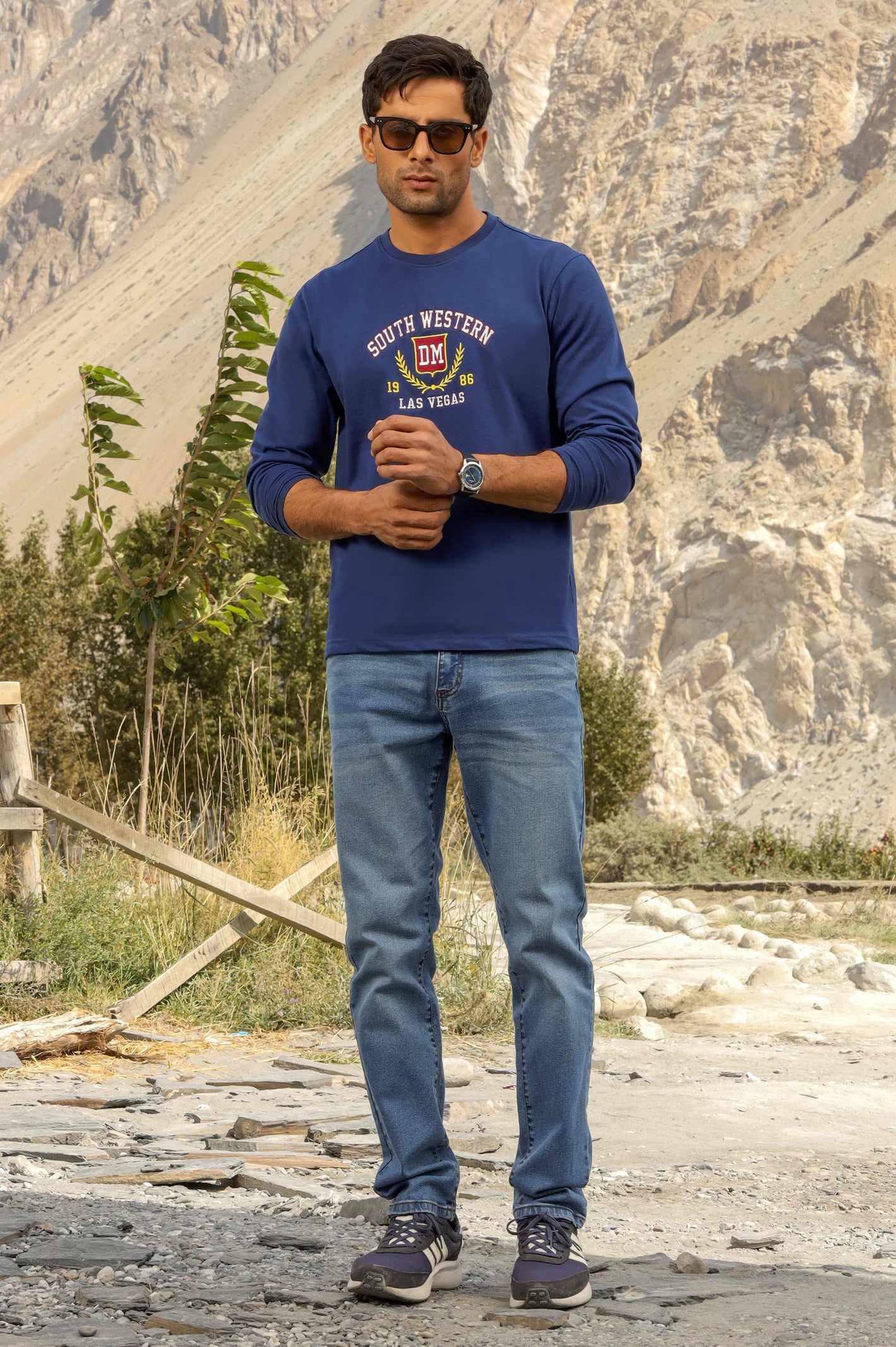 Navy Blue Embroidered Sweatshirt From Diners