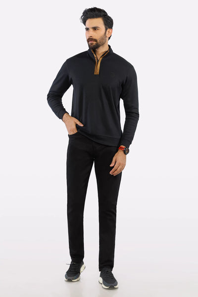 Men Basic Black Sweatshirt