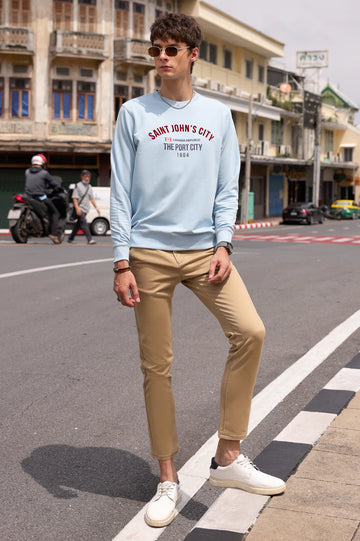 Ice Blue Statement Printed Sweatshirt