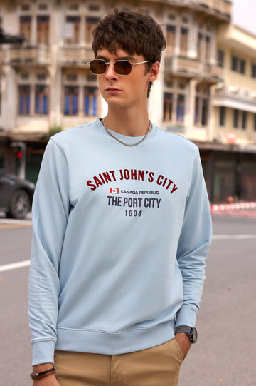 Ice Blue Statement Printed Sweatshirt