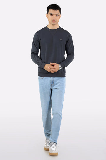 Charcoal Knitted Plain Sweatshirt