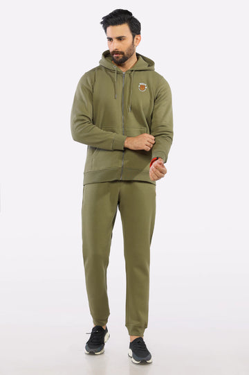 Mens Olive Zipper Hoodie