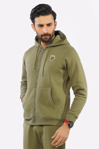 Mens Zipper Olive Hoodie
