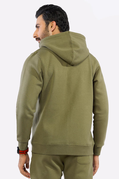 Zipper Olive Hoodie for Men