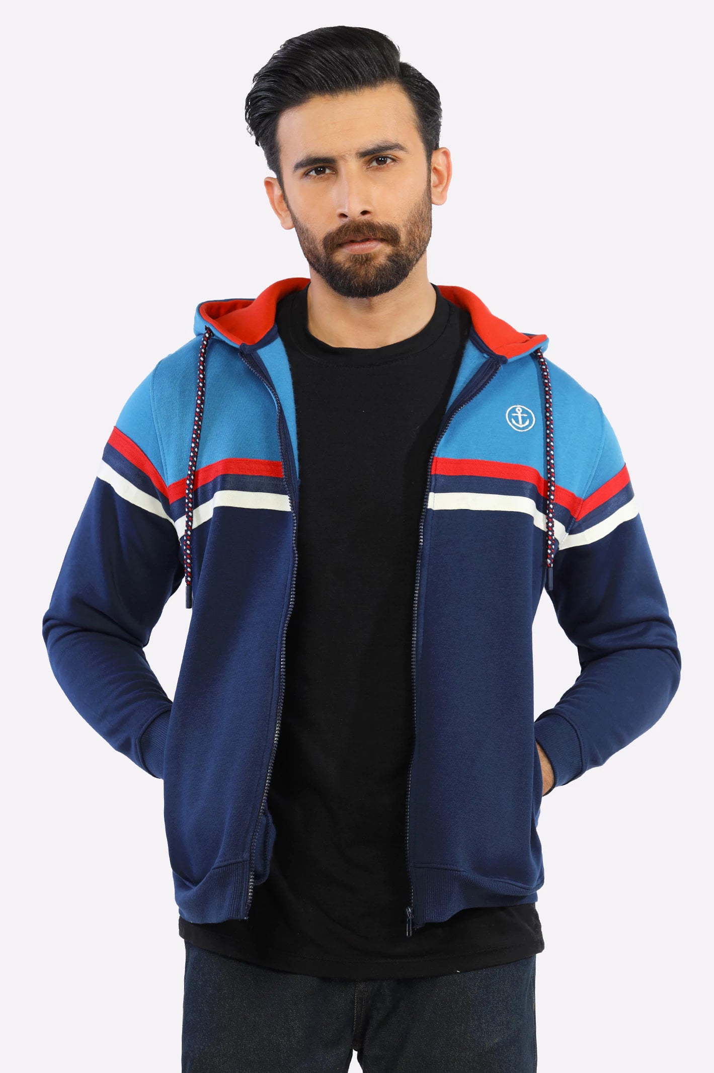Indigo Knitted Pullover Hoodie for Men – Diners Pakistan