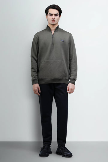 Olive Quarter Zip Sweatshirt