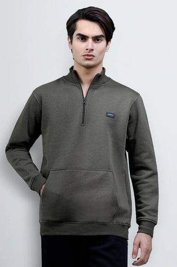 Olive Quarter Zip Sweatshirt