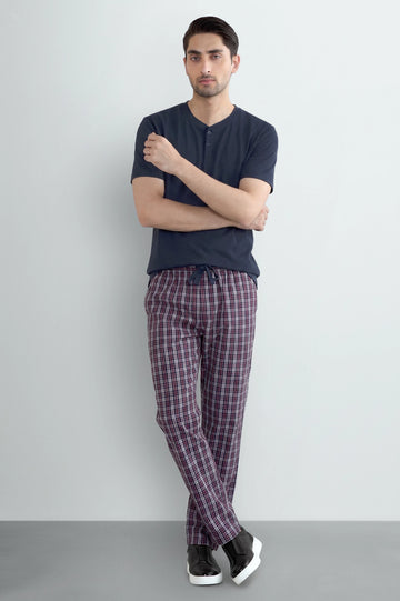 Men’s Navy Plaid Night Suit