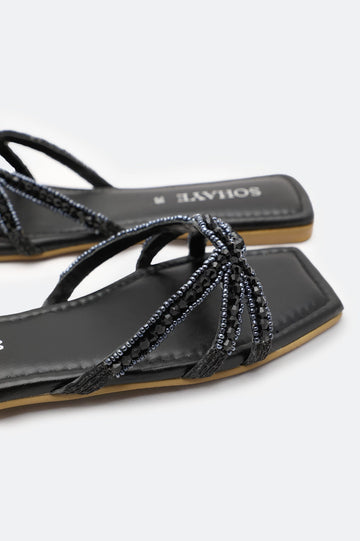 Black Ladies Casual Slippers