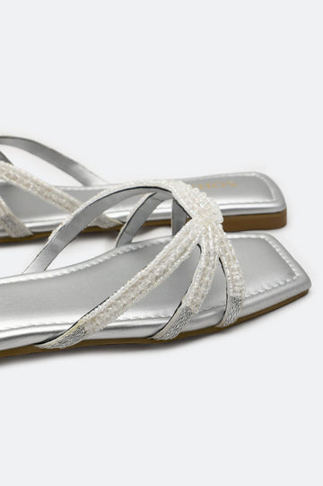 Silver Ladies Casual Slippers