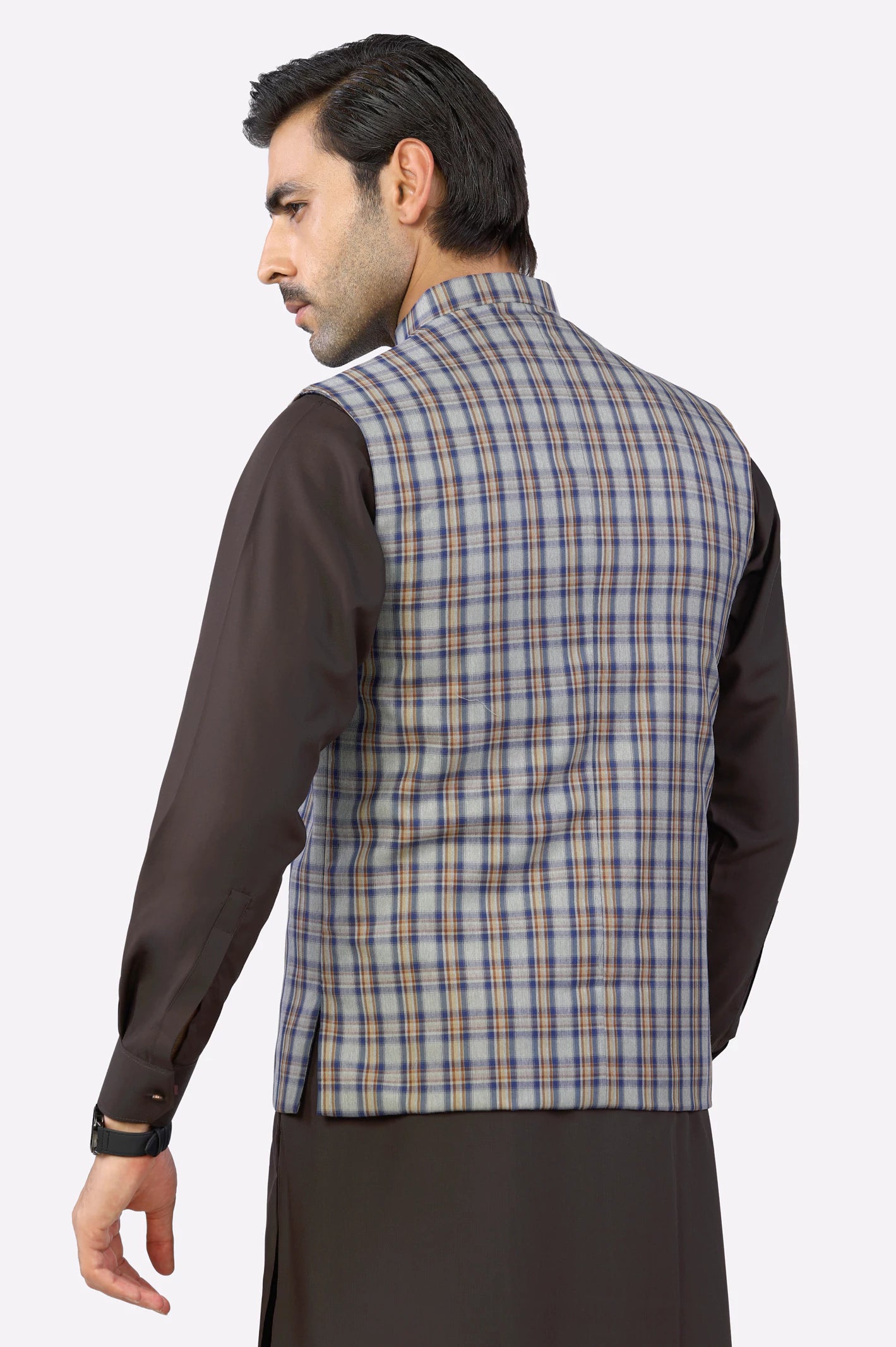 Diners Plaid Blue Waistcoat for Men