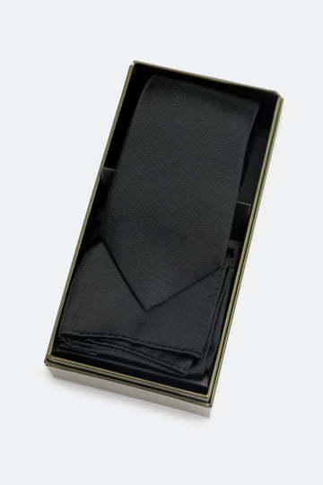 Black Tie With Pocket Square
