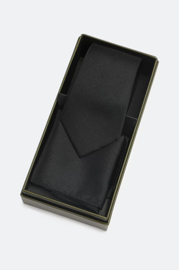 Black Tie With Pocket Square