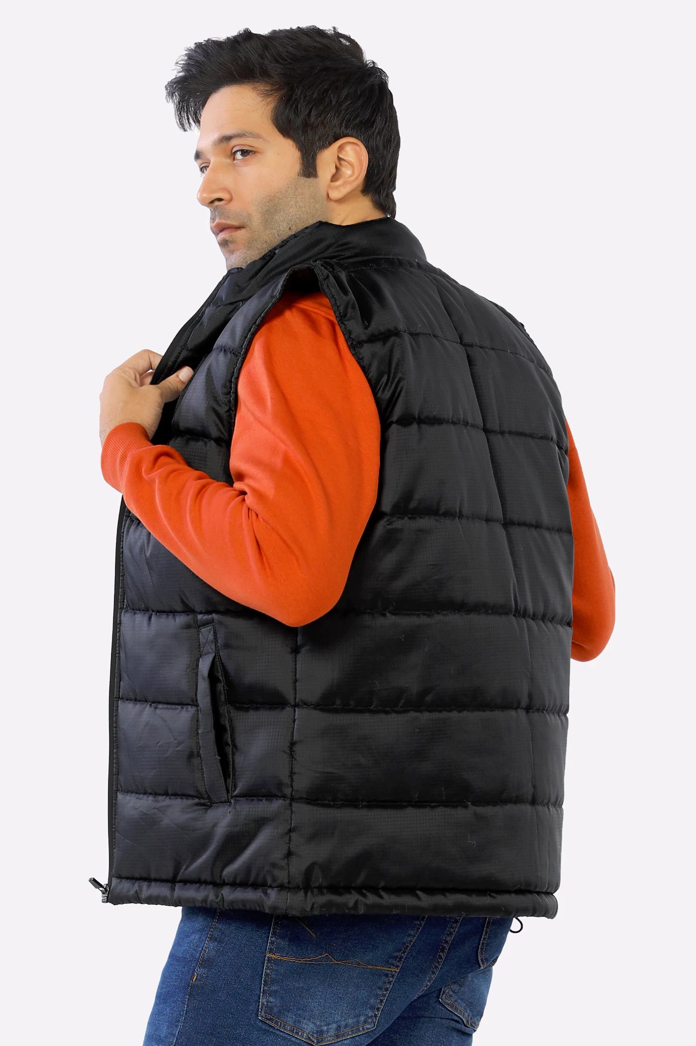 Parachute Puffer Black Vest for Men's