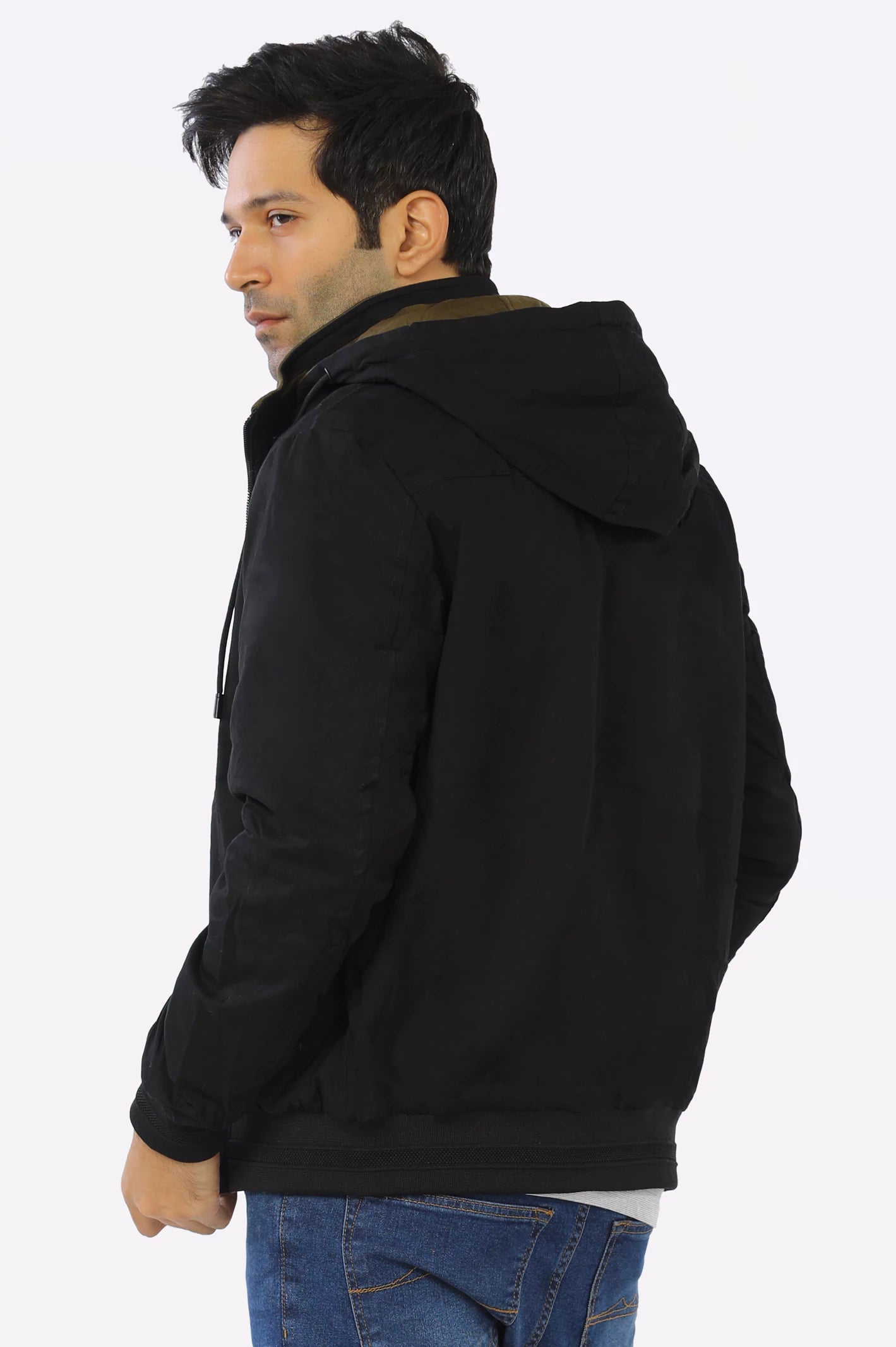 Black Jacket With Hoodie From Diners