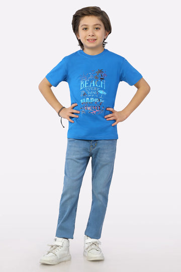 Royal Blue Graphic Printed T-Shirt