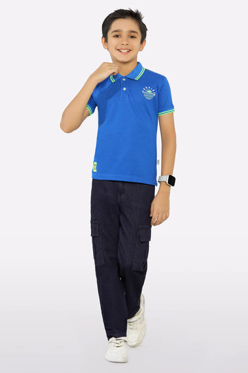 Royal Blue Jacquard Collar Polo