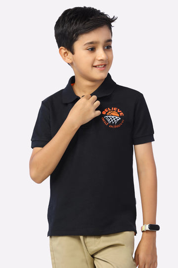Black Printed Polo