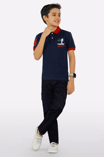 Navy Blue Graphic Polo
