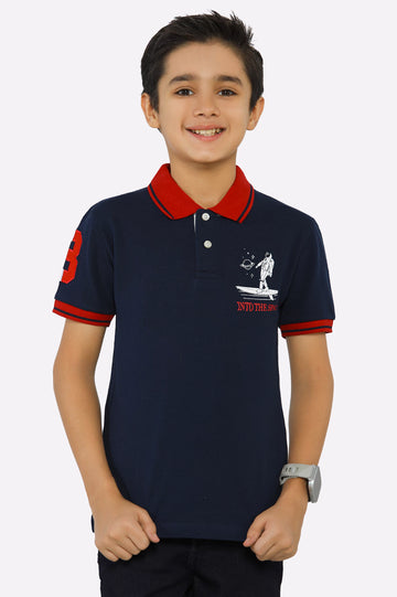 Navy Blue Graphic Polo