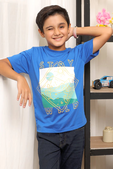 Royal Blue Graphic Print T-Shirt