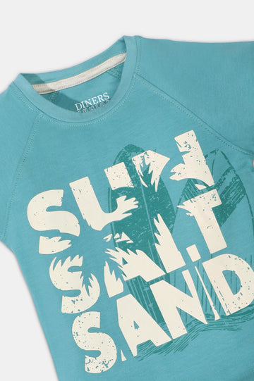 Teal Graphic Print T-Shirt