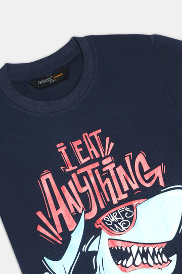 Navy Blue Graphic Print Boys T-Shirt