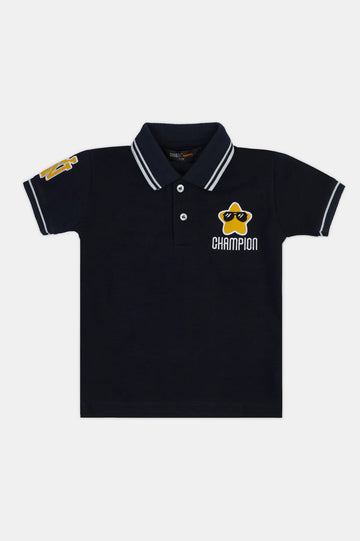 Navy Blue Graphic Polo