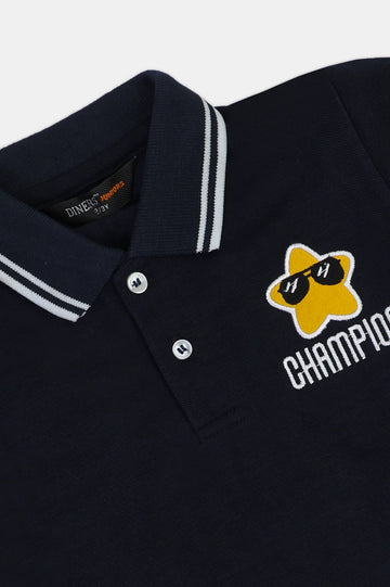 Navy Blue Graphic Polo