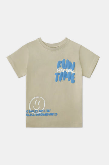 Brown Graphic Print Boys T-Shirt
