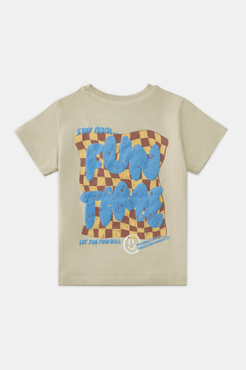 Brown Graphic Print Boys T-Shirt