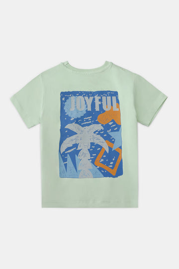 Green Graphic Print Boys T-Shirt