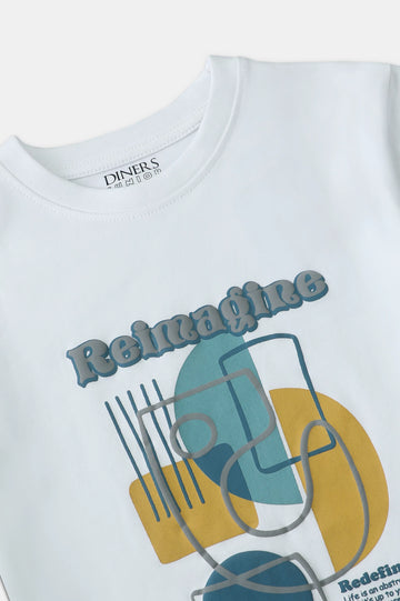 White Graphic Print Boys T-Shirt