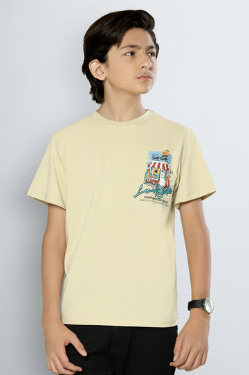 Brown Graphic Print  Boys T-Shirt