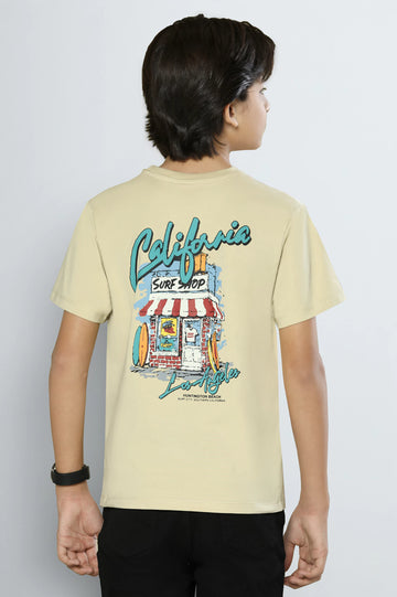 Brown Graphic Print  Boys T-Shirt