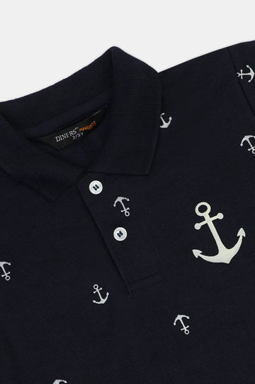 Navy Blue Graphic Polo