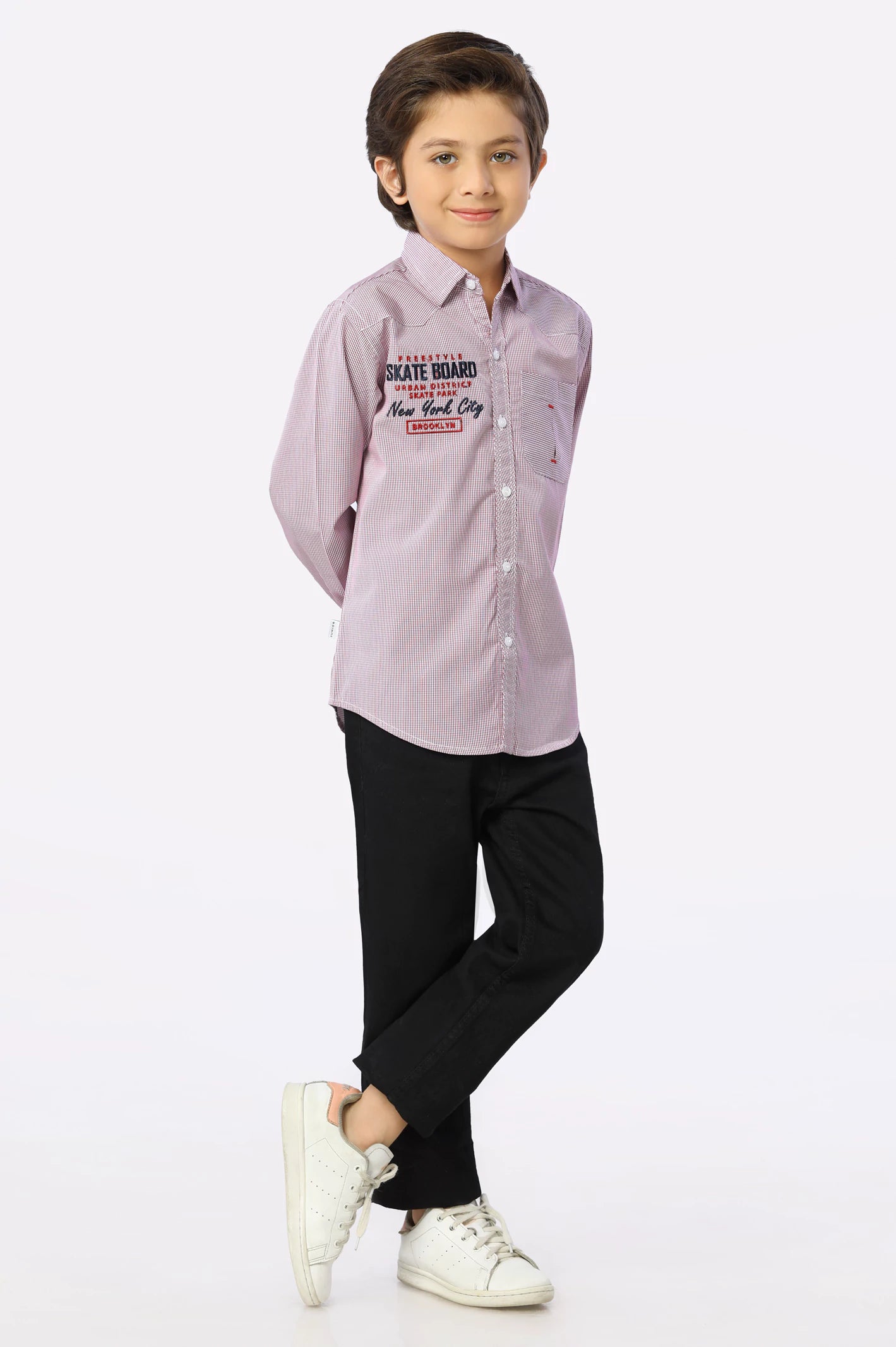 Maroon Mini-check Boys Shirt From Diners