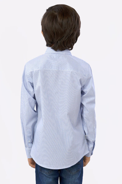 Blue Mini-Check Boys Shirt From Diners