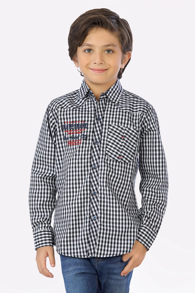 Black Gingham Check Boys Shirt From Diners