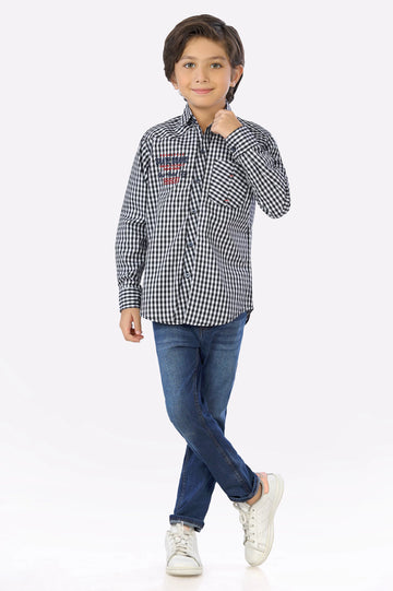 Black Gingham Check Boys Shirt From Diners