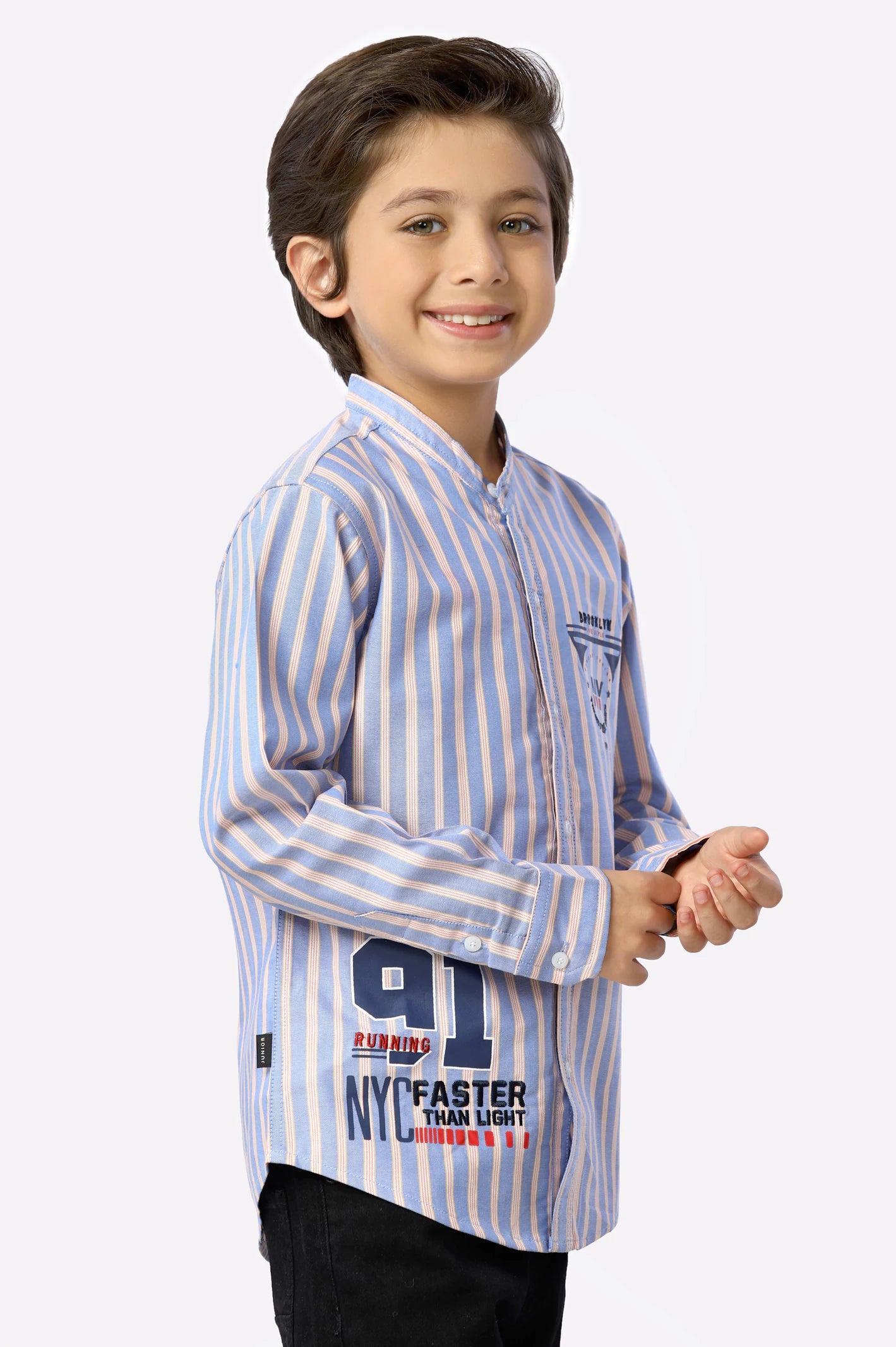 Royal Blue Awning Stripes Boys Shirt From Diners
