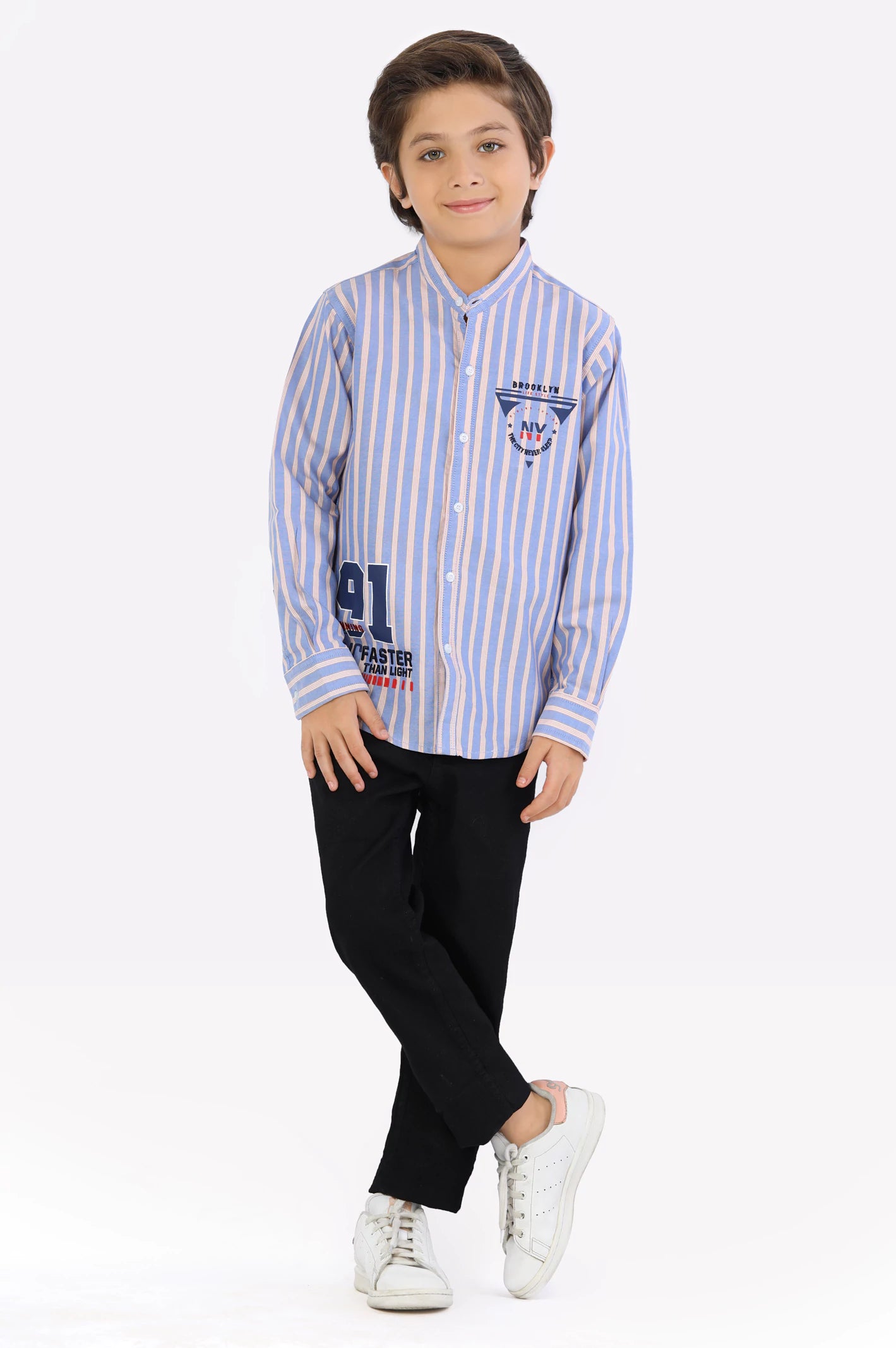 Royal Blue Awning Stripes Boys Shirt From Diners